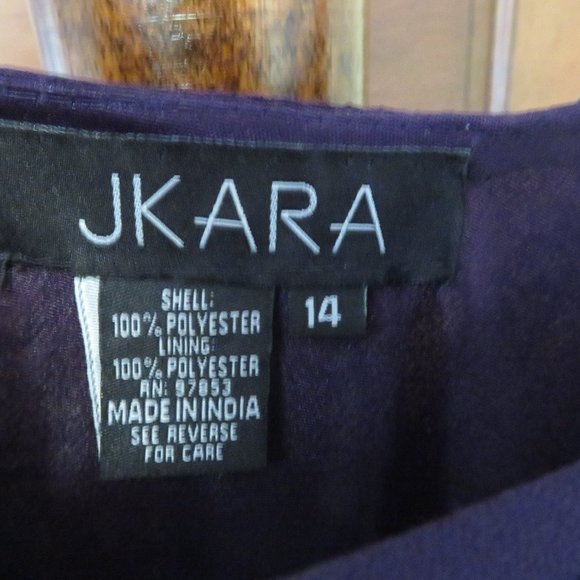 J Kara Three-Quarter Sleeve Beaded Dress Plum - Picture 4 of 6